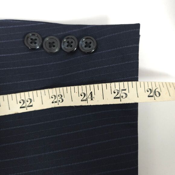 Tom James Corporate Image Mens 50L Navy Pinstripe 3 Button Sports Coat Blazer - Picture 12 of 13